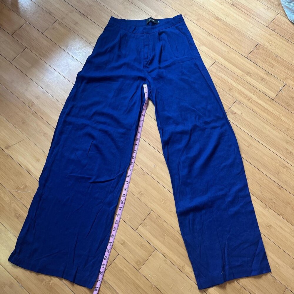 flowy linen blue high rise pants